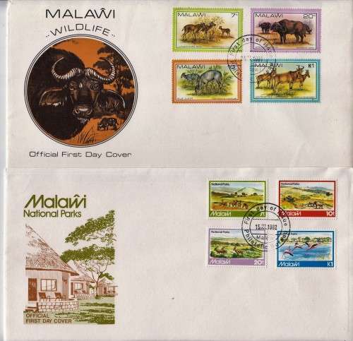 Malawi National Parks and wildlife sets on FDC