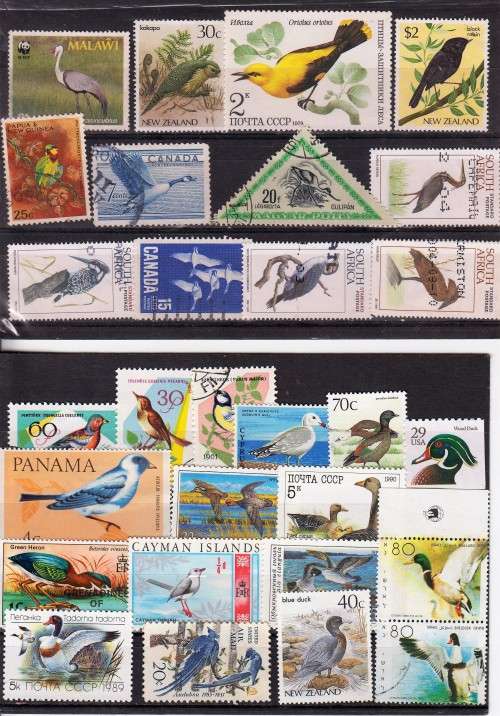 Mixed birds hinged mint and used