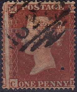 Victoria used 1d red 1854/7 issue with shifted perf as scanned