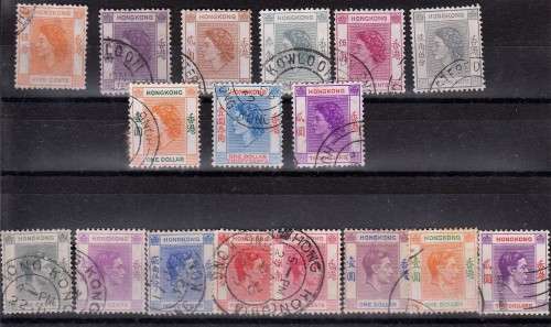 Hong Kong used part sets KGV1 and QE2