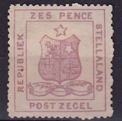 Stellaland  6d hinged mint with about 20% original gum scanned back and front