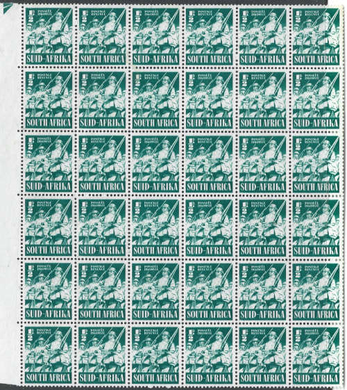 S A Union SACC 87 halfpenny block of 36 margin but no gum