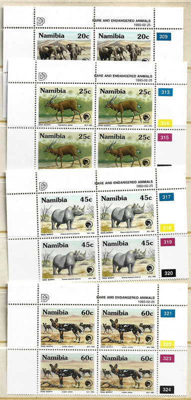 Namibia MNH controls  with Mini sheet all MNH two scans SACC 69 to 73