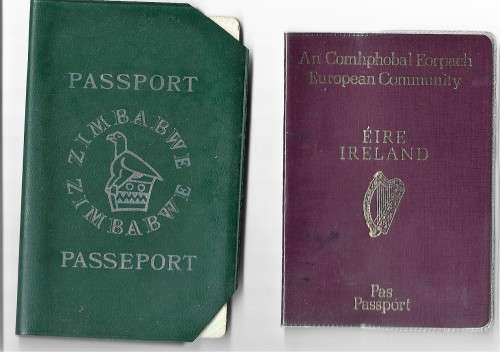 Two expired Passports Zimbabwe and Ireland as scanned
