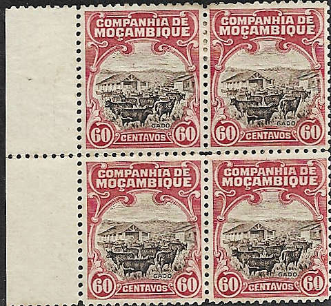Mozambique Company block of four hinged top pair only with MNH pair