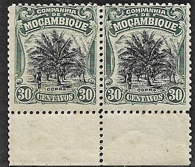 Mozambique Company block of four hinged top pair only with MNH pair
