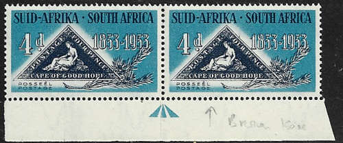 SA Union SACC 144 and 144a Broken Knee variety with normal MNH