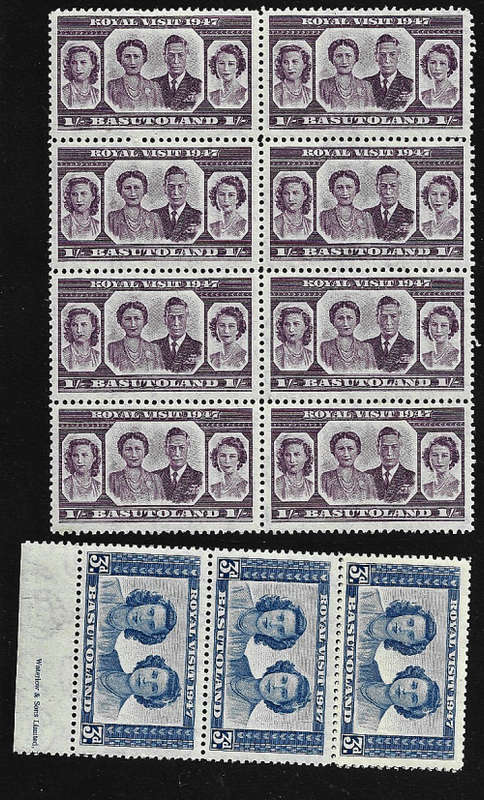 Basutoland MNH blocks Royal Visit 1947 issue