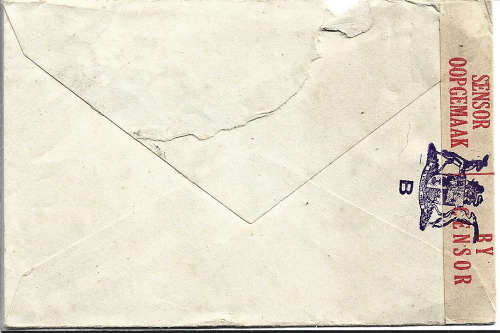 SWA stamps on envelope opened by censor back and front scanned