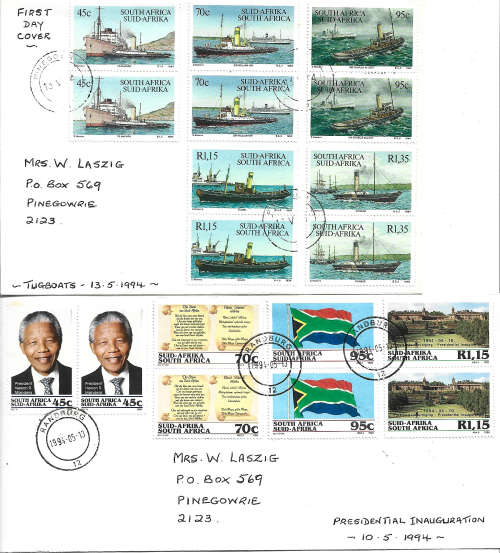 RSA  MNH cnr pairs with respective FDC two scans