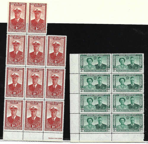 Bechuanaland MNH part sheets of 12 Royal  Visit on two scans