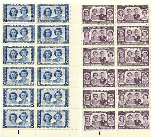 Bechuanaland MNH part sheets of 12 Royal  Visit on two scans