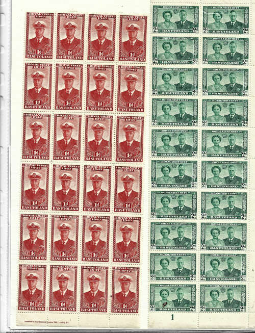 Basutoland MNH part sheets Royal Visit on two scans
