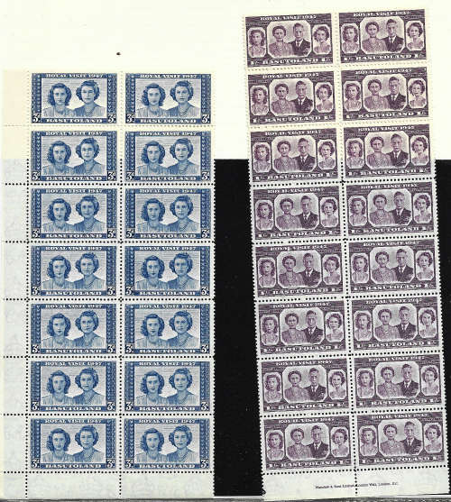 Basutoland MNH part sheets Royal Visit on two scans