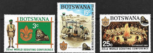 Botswana MNH 1969 world Scouting Conference MNH set as scanned