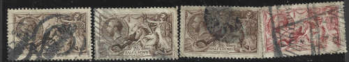 GB  KGV 2/6 and 5/- used first issue on two scans the 2/6 used pair are also perfined