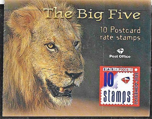 RSA The big five booklet No 65 10 Postcard rate self adhesive stamps