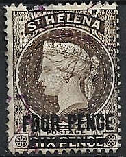ST Helena very fine used 4d on 6d overprint Carmine SG 5 Cat GBP 250