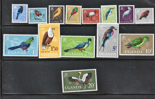 Uganda lovely birds 1965 full set all MNH