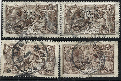 GB  KGV 2/6 and 5/- used first issue on two scans the 2/6 used pair are also perfined