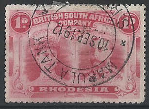 BSAC 1d double head with  clear cancel Marula Tank scarce on this issue.