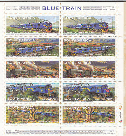SOuth Africa Blue Train Booklet 10 MNH stamps face value R62.50