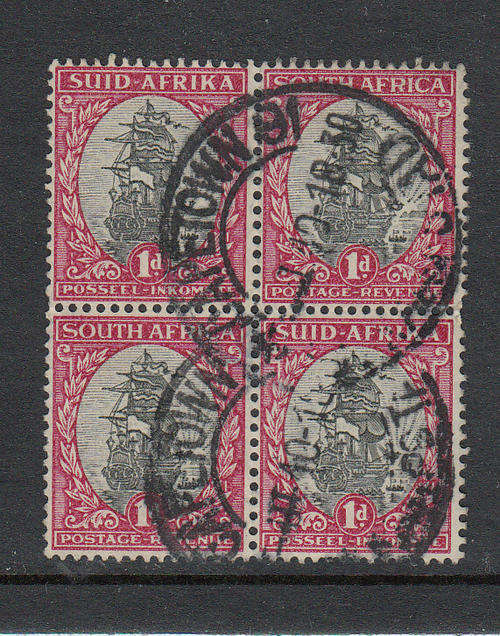 SA Union 1933/481d used block of 4 SACC 56 clear cancel