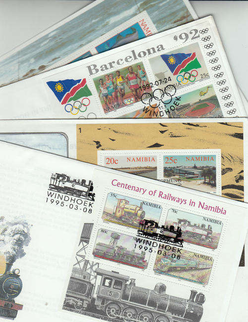 Namibia mini sheets on first day covers