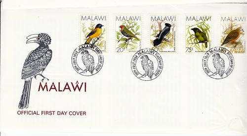 Malawi superb 1988 bird definitive issue on First Day Covers