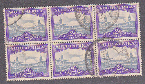 SA Union fine used 1947/54 2d block of 6 SACC 115