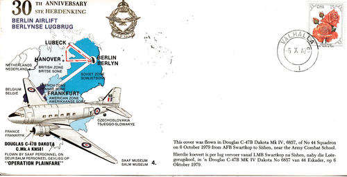 SAA  30th anniversary Berlin Airlift signed by Pilot, Navigator, and radio operator limited edition