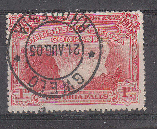 BSACo 1905 opening of the Victoria Falls Bridge fine used 1d with neat cancel