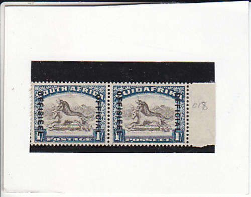South Africa  Official LMM 1/- pair  SACC 18a Cat R500