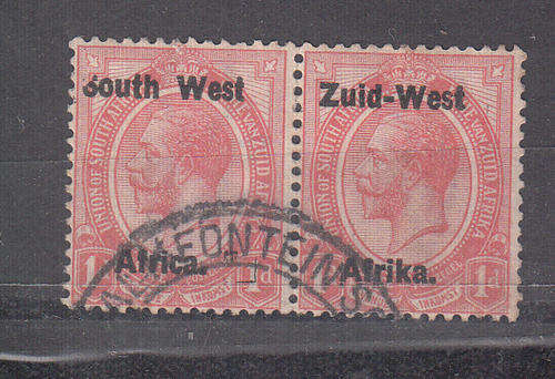 South West Africa very fine used 1d KGV definitive issue type 1 withpart of  S of South missing