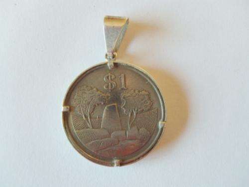 1980 ZIMBABWE 1$ COIN IN STERLING SILVER PENDANT