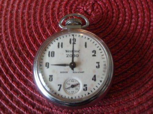 VINTAGE WESTCLOX ZOBO POCKET WATCH,  WORKING!!!!