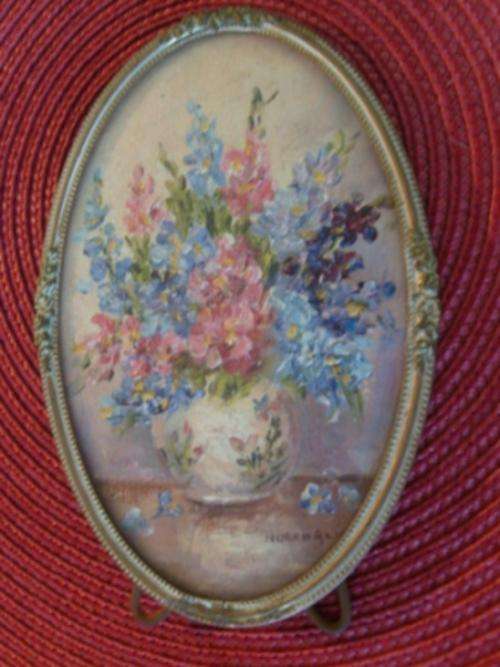 GORGEOUS!! NORAH ALLEN OIL PAINTING IN DOMED GLASS FRAME