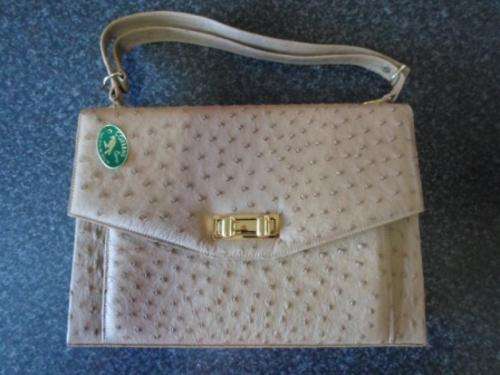 WOW!!! STUNNING 1960's VINTAGE CORBEAU OSTRICH LEATHER HANDBAG (NEVER USED NEAR MINT) VALUE R1800