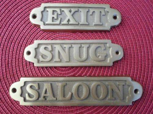 3 X VINTAGE BRASS SIGNS MARKED NAUTICALIA ENGLAND
