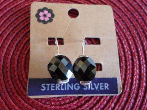 STUNNING!!! STERLING SILVER AND FACETED STONE EARINGS