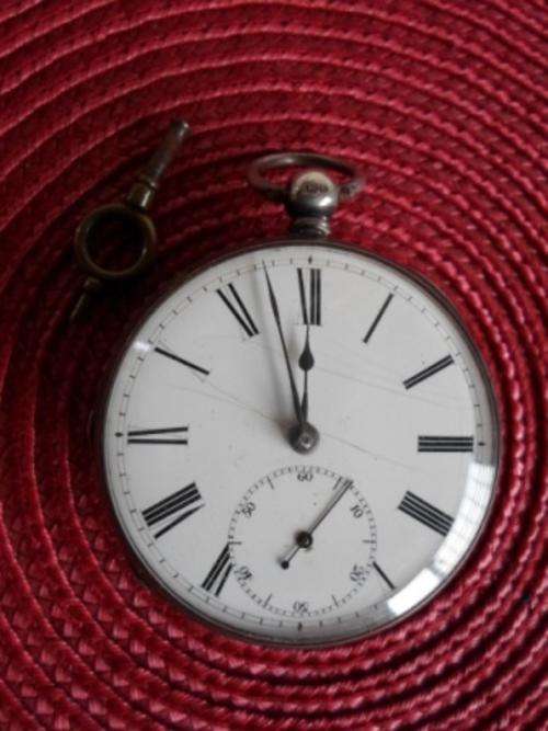 WOW!!! LARGE 1853 LONDON SILVER FUSEE POCKET WATCH WITH KEY,  WORKING!!!!