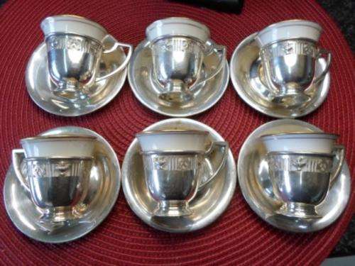WOW!!! 6 PLACE DEMITESSE AMERICAN STERLING SILVER COFFEE SET BY MATTHEWS CO. CIRCA 1920,  223.7g