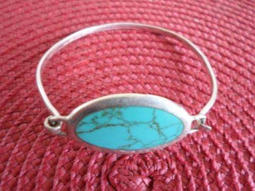 SUPERB!! STERLING SILVER & TURQUOISE CLIP BANGLE