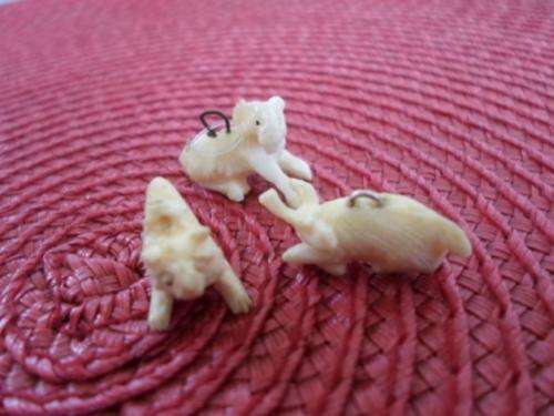 BEAUTIFULLY CARVED!! COLLECTION OF 3 ANTIQUE IVORY PENDANTS CIRCA 1900