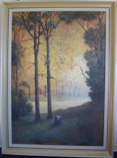WOW!!! LARGE "HEINDRICH CLOETE" FORREST SCENE OIL ON BOARD 860 X 610mm VALUE R3500