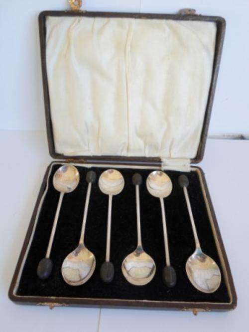 AWESOME!!! ART DECO 1931 SHEFFIED SILVER COFFEE SPOONS BY A.S.P.CO