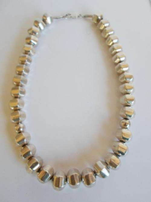 STUNNING!!! LARGE HEAVY VINTAGE STERLING SILVER BEADED NECKLACE 81,3g