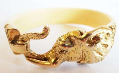 MAGNIFICENT!!! HIGHLY DETAILED 9CT GOLD & IVORY BANGLE VALUE R7500 +- 15g GOLD