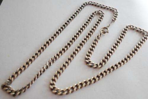 AWESOME!! HEAVY VINTAGE STERLING SILVER CHAIN 595mmX4mm 24.3gr