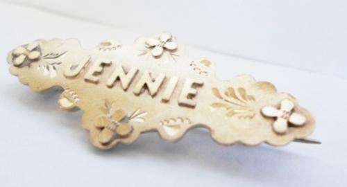 LOVELY!! 1904 CHESTER SILVER NAME BROOCH BY W.Bs